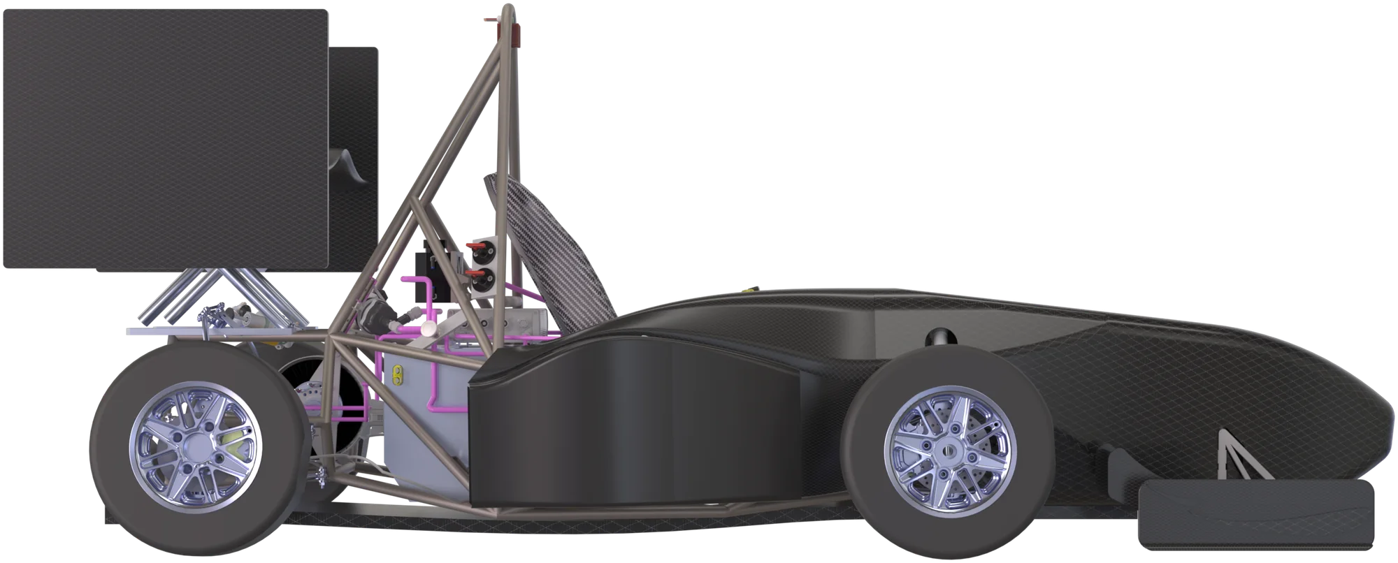 Full side profile of the Tec Racing electric formula car