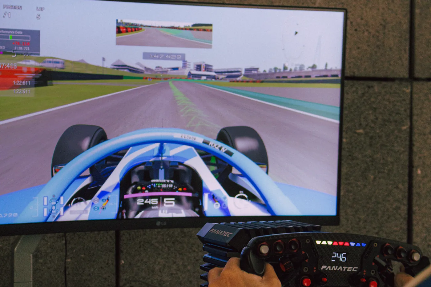 Driver training on the team simulator rig